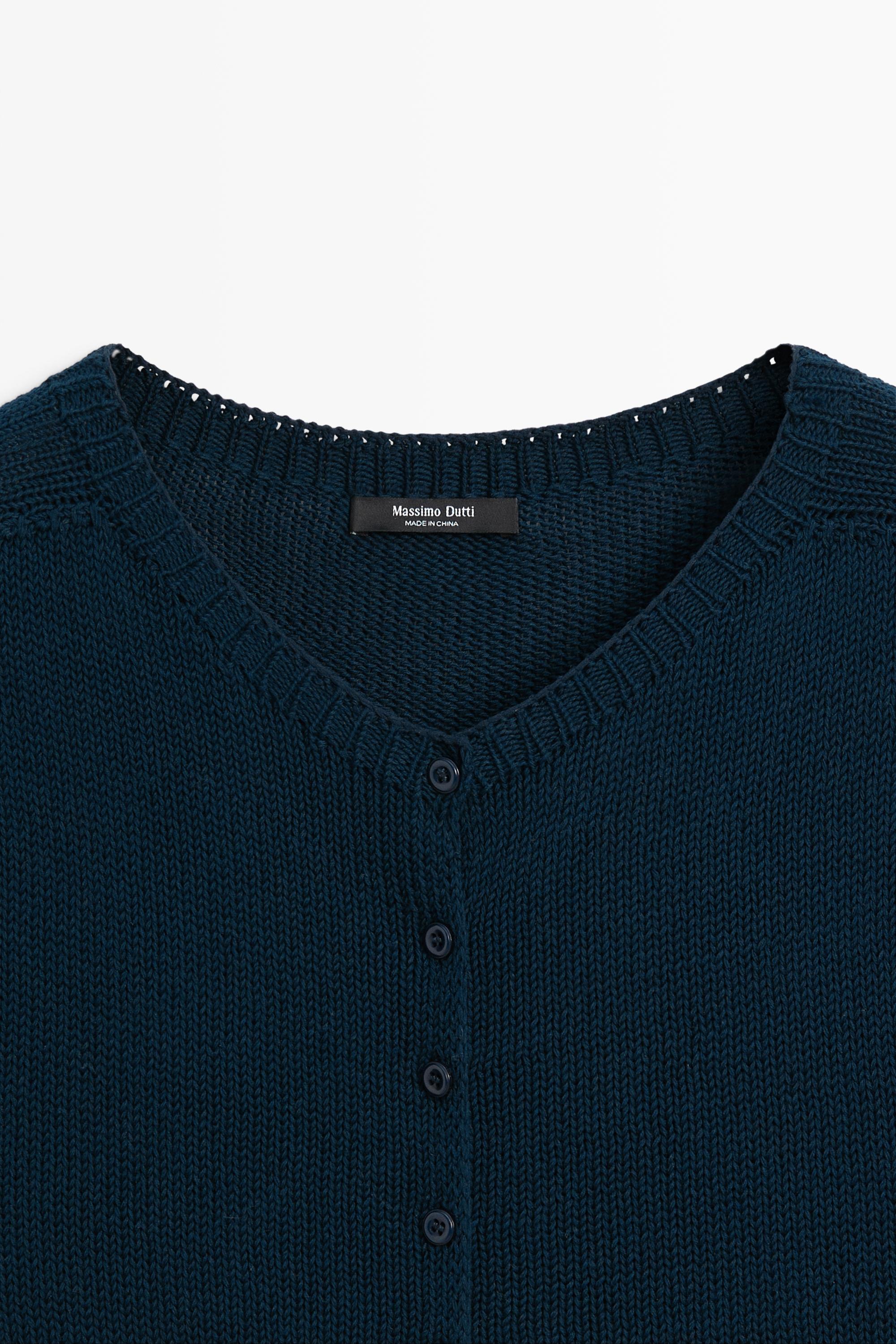 Cotton silk blend knit cardigan